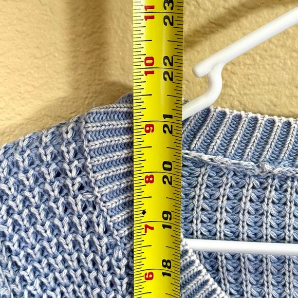 Haute Hippie Blue Chunky Knit Acid Wash Crop Sweater Jr Girl Size L - Picture 5 of 10